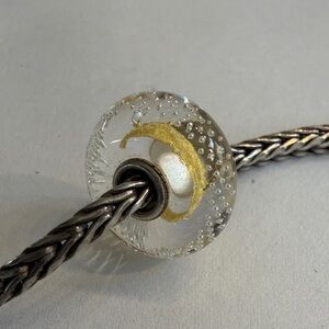 Authentic Trollbeads Gold Silver Trace Bead